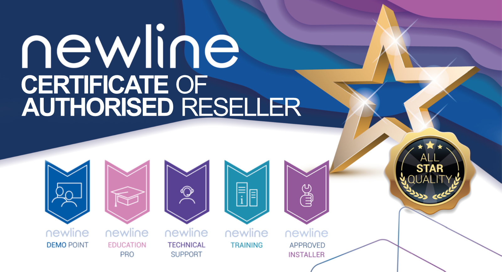 jesteśmy certyfikowanym sprzedawcą  monitorów interaktywnych marki Newline