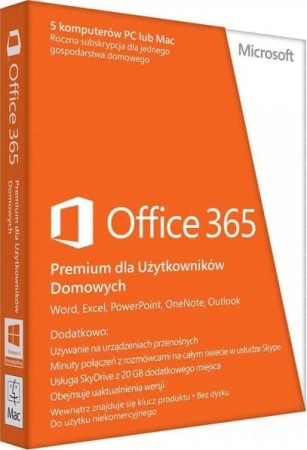 Microsoft Office 365 Home Premium PL 32-bitx64 Subscr 1YR Eurozone Medialess