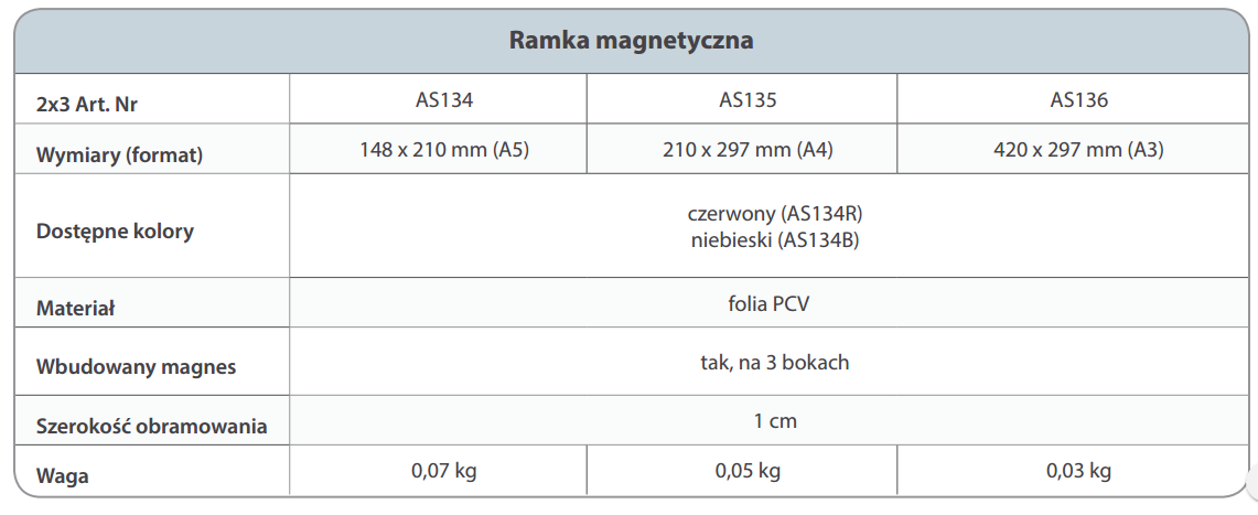 Ramka magnetyczna do tablic A4 (210x297 mm) czerwona -