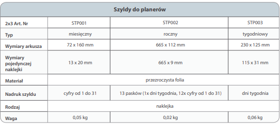 Szyldy samoprzylepne do planerów -