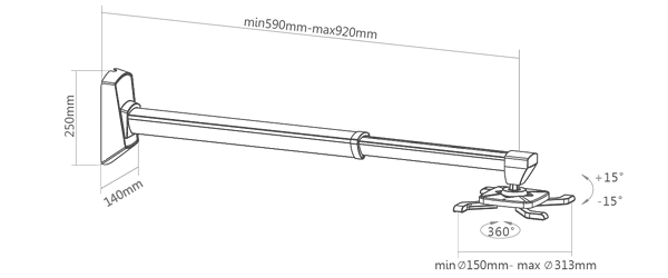 Uchwyt ścienny do projektora bliskiej projekcji – US3 3 Uchwyt ścienny do projektora bliskiej projekcji – US3 -