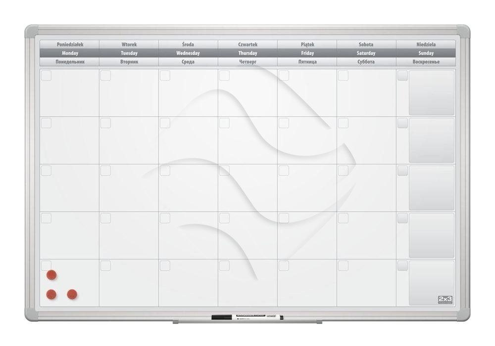 Planer miesięczny biały lakierowany 90x60 - TP004 -