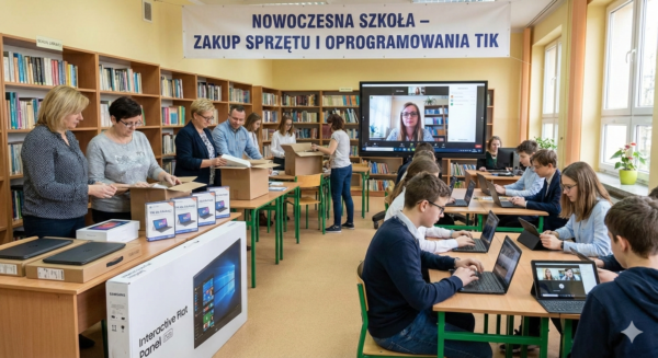 Zakup sprzętu i oprogramowania do szkół, umożliwiającego wprowadzenie nowoczesnych form nauczania z wykorzystaniem TIK oraz zapewnienie możliwości realizacji działań edukacyjnych w formule zdalnej