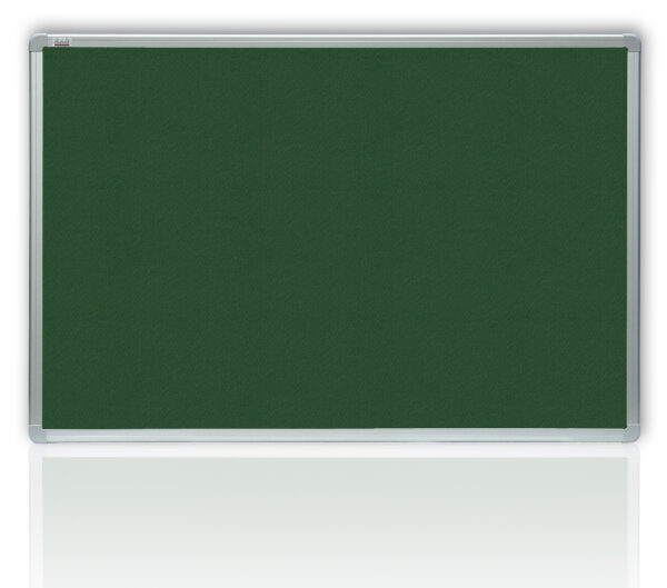 Zielona tablica korkowa w aluminiowej ramie