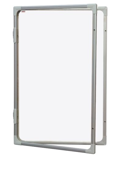 Dwustronna tablica suchościeralna 2x3 w aluminiowej ramie.
