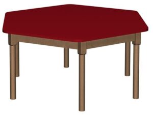 Stół przedszkolny/do żłobka sześciokątny z drewnianymi nogami