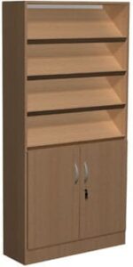 Regał biblioteczny skośne półki i szafka B