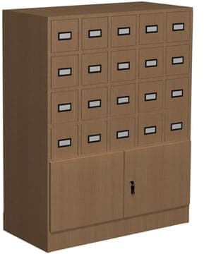 Szafka katalogowa biblioteczna, typ A, 4 szuflady 3 4 szuflady