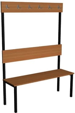 Ławka korytarzowa Classic jednostronna, z oparciem i wieszakiem, płyta laminowana 3 Ławka korytarzowa Classic jednostronna