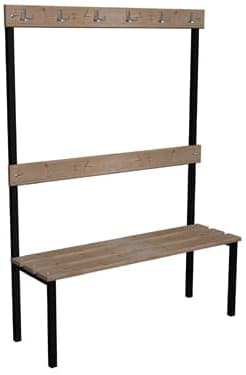 Ławka korytarzowa Classic jednostronna, z oparciem i wieszakiem, deska sosnowa 4 Ławka korytarzowa Classic jednostronna, z oparciem i wieszakiem, deska sosnowa -