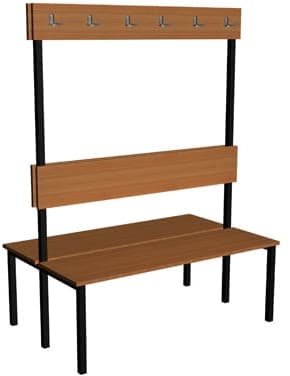 Ławka korytarzowa Classic dwustronna, z oparciem i wieszakiem, płyta laminowana 3 Ławka korytarzowa Classic dwustronna