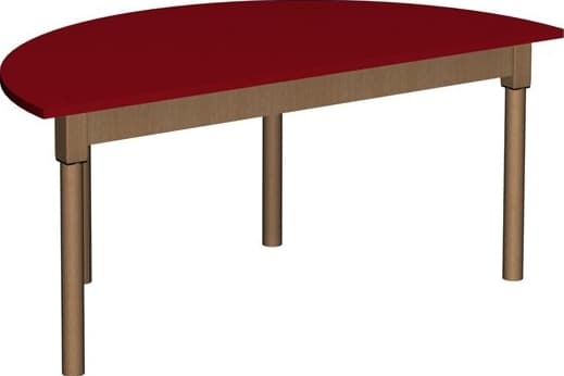 Stół przedszkolny półokrągły, z drewnianymi nogami 4 z drewnianymi nogami