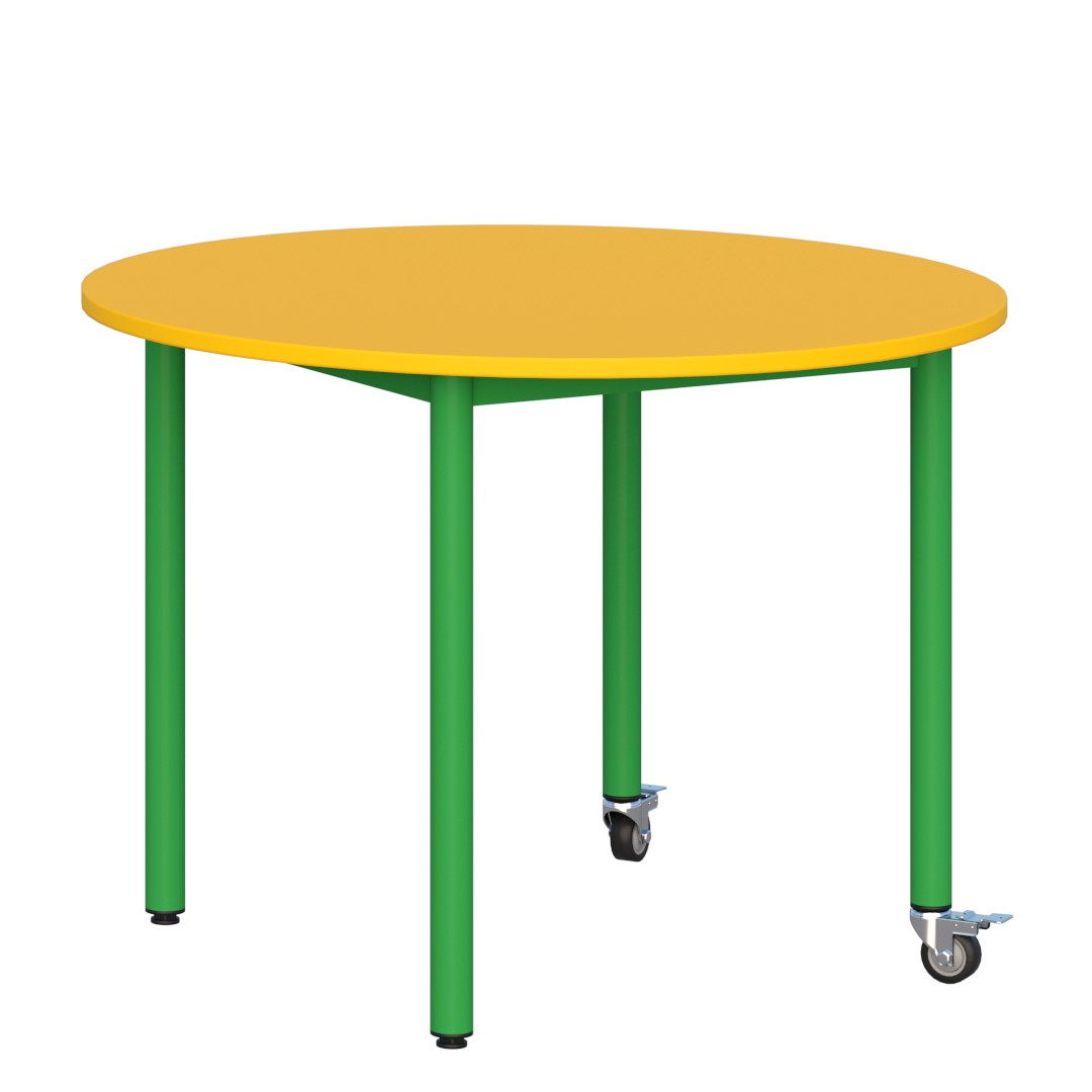 Stolik mobilny szkolno-przedszkolny z blatem okrągłym fi 900 (4, 5, 6) 5 6)