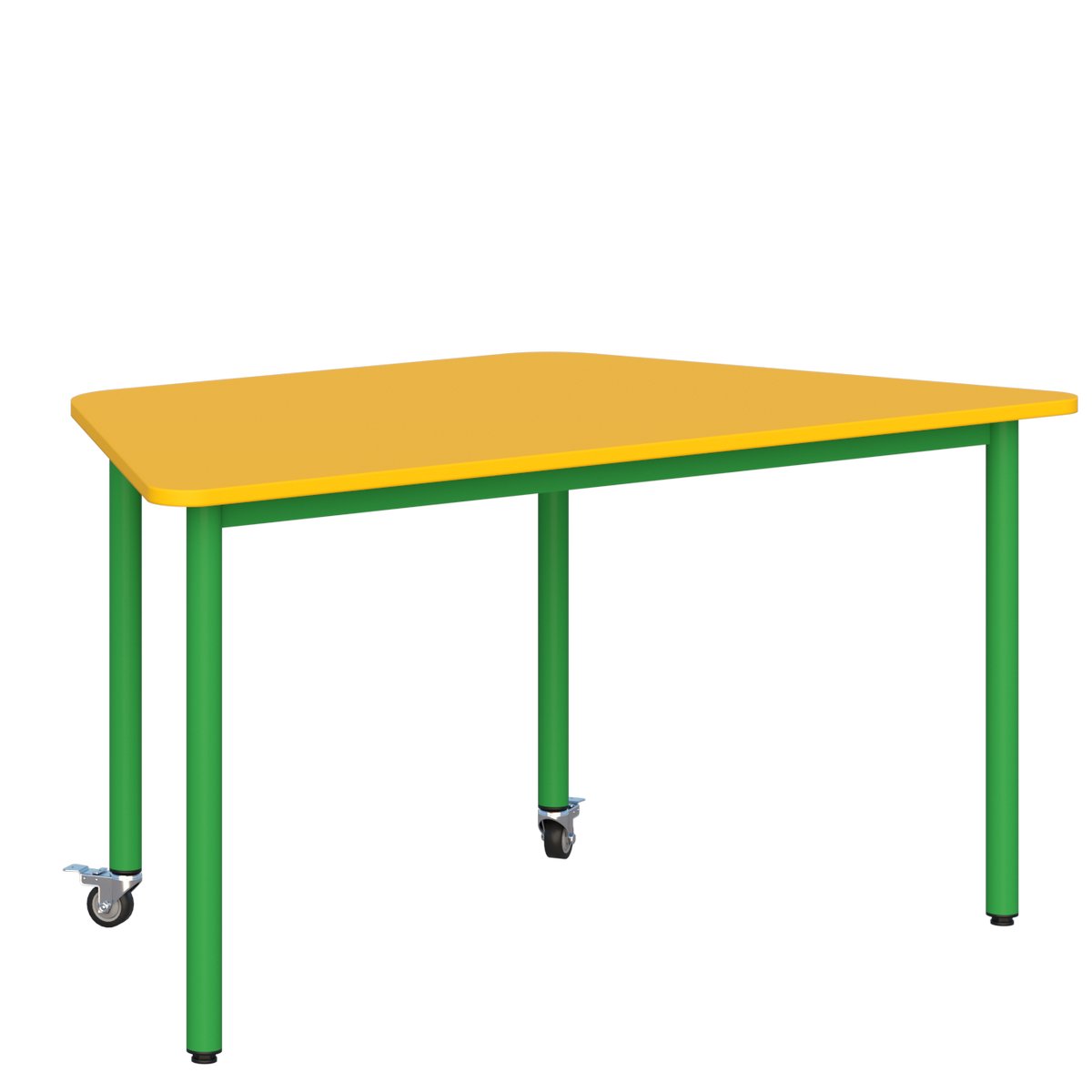 Stolik mobilny szkolno-przedszkolny, trapezowy 1400x700 mm (wys. 1, 2, 3) 6 3)