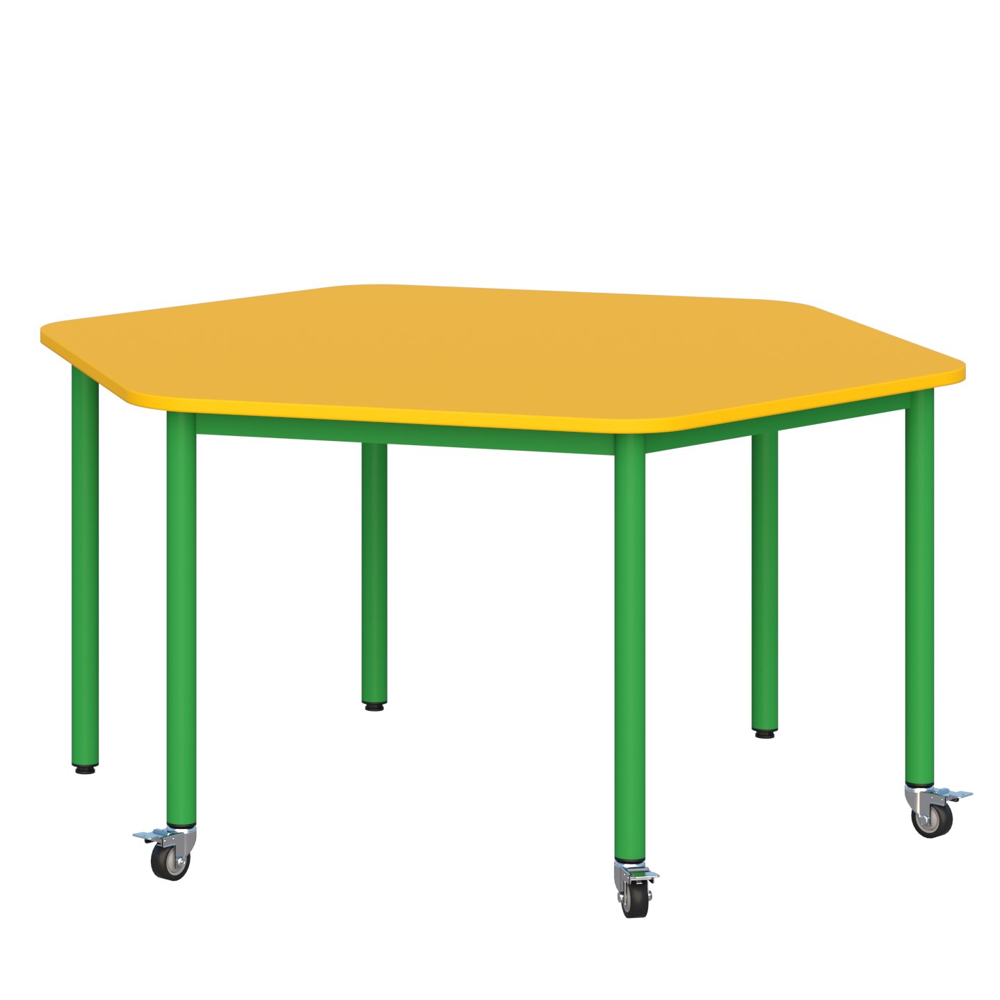 Stolik mobilny szkolno-przedszkolny, sześciokątny, długość każdego boku 700 mm (wys. 1, 2, 3) 5 długość każdego boku 700 mm (wys. 1