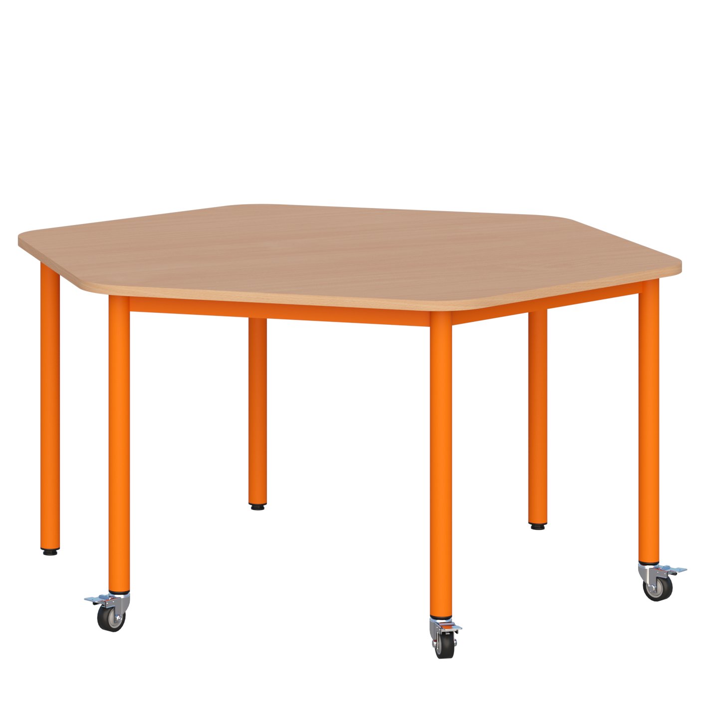 Stolik mobilny szkolno-przedszkolny, sześciokątny, długość każdego boku 700 mm (wys. 4, 5, 6) 3 Stolik mobilny szkolno-przedszkolny