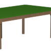 Stół przedszkolny z blatem w kształcie trapezu o wymiarze 140x70cm z regulacją wys. 1-3 - noga drewniana -