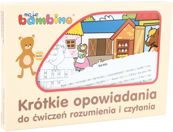 6050be99ea3fc7.72391048 Pudełko z książką "Krótkie opowiadania do ćwiczeń rozumienia i czytania" marki Moje Bambino.