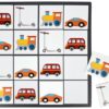 Sudoku dwustronne 4 x 4 - ptaki i pojazdy -