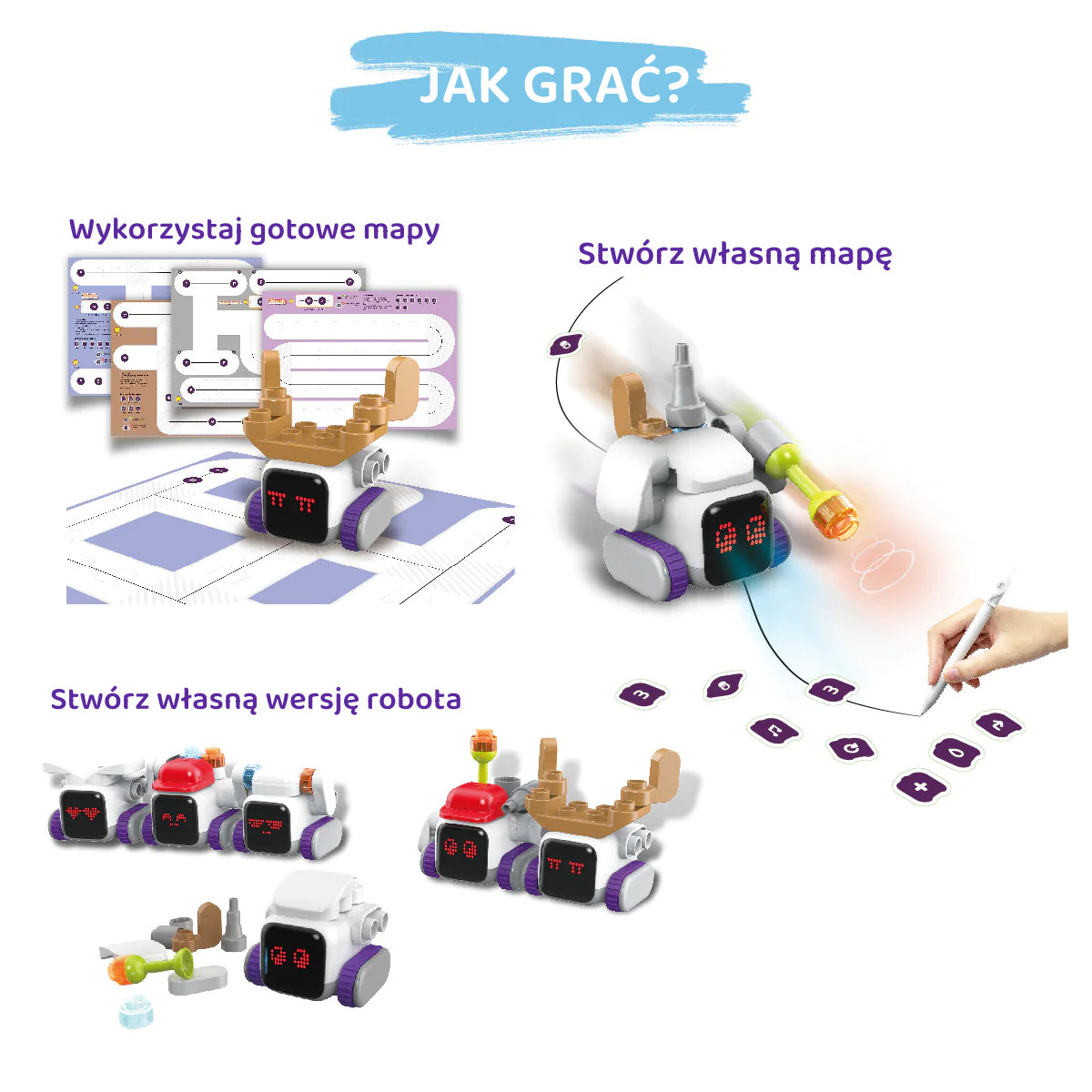 Instrukcja: Jak grać? Wykorzystaj gotowe mapy, stwórz własną mapę rysikiem lub skonfiguruj własną wersję robota.