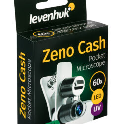 74108_levenhuk-pocket-microscope-zeno-cash-zc4_08 Opakowanie mikroskopu kieszonkowego Levenhuk Zeno Cash ZC4 z podświetleniem LED i UV oraz powiększeniem 60x.