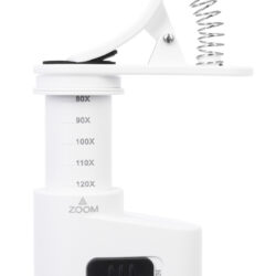 Mobilny mikroskop nakładany na telefon z regulacją zoomu od 80X do 120X.
