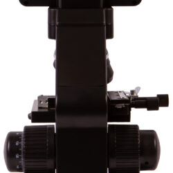 76466_bresser-biolux-touch-5mp-hdmi-digital-microscope_05 Widok z tyłu na czarny mikroskop cyfrowy z ekranem LCD.