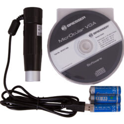 Mikroskop cyfrowy Bresser MicroOcular VGA z płytą CD z oprogramowaniem i kompletem baterii AA.
