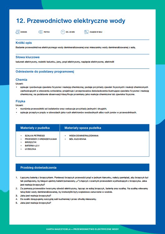 Przewodnictwo elektryczne wody - karta nauczyciela