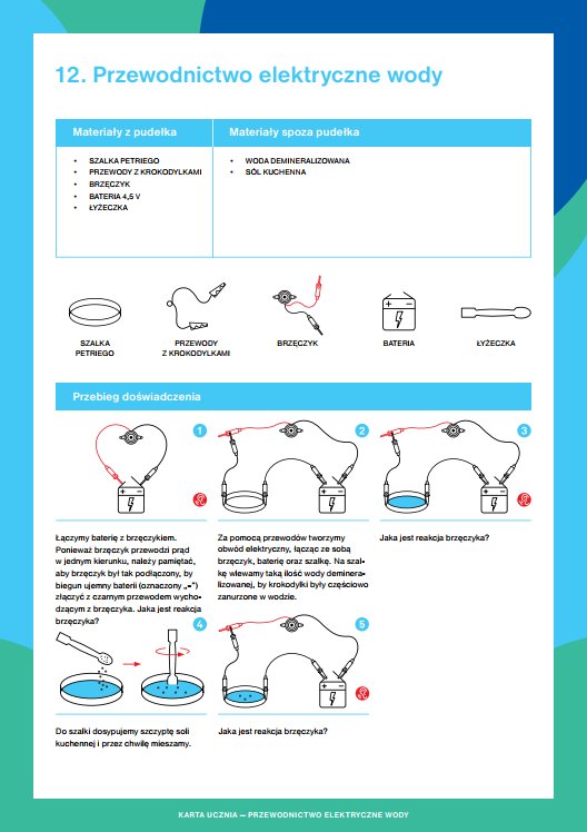 Przewodnictwwo elektryczne wody - karta ucznia