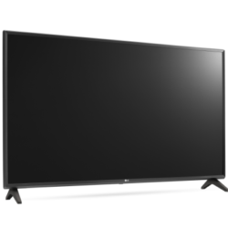 Telewizor LG z czarnym ekranem na podstawkach