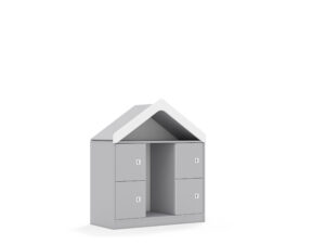 Regał na pojemniki Blox Base 110 2PG 4F1 z daszkiem 1049x466x1223 korpus szary/4x front szary -