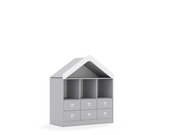 Regał Blox Base 110 2PP 4SB 2SS z daszkiem 1049x466x1223 korpus szary/6x szuflada szara - Szafy i Regały