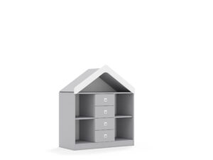 Regał Blox Base 110 2PP 4SS z daszkiem 1049x466x1223 korpus szary/4x szuflada szara - płyta HDF