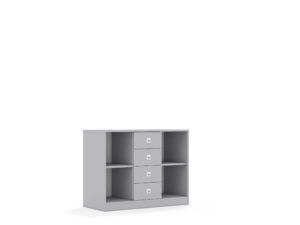 Regał Blox Base 110 2PP 4SS 1049x466x813 korpus szary/4x szuflada szara - płyta HDF