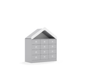 Szafa Blox Base 110 2PP 8SB 4SS z daszkiem 1049x466x1223 korpus szary/12x szuflada szara - Biały