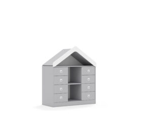 Regał Blox Base 110 2PP 8SB z daszkiem 1049x466x1223 korpus szary/8x szuflada szara - płyta HDF