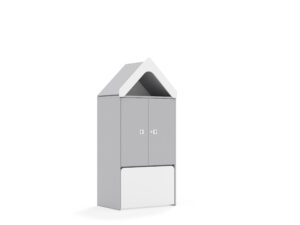 Regał Blox Base 70 3P 2F2 ze skrzynią i daszkiem 706x466x1575 korpus szary/2x front szary - szary