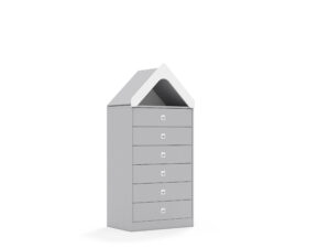 Szafa Blox Base 70 3P 6S z daszkiem 706x466x1575 korpus szary/6x szuflada szara - płyta HDF