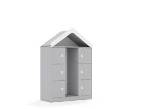 Regał na pojemniki Blox Base 110 3PG 6F1 z daszkiem 1049x466x1575 korpus szary/6x front szary - szary