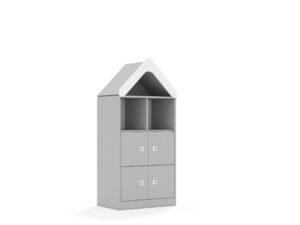 Regał Blox Base 70 3PP 4F1 z daszkiem 706x466x1575 korpus szary/4x front szary - szary