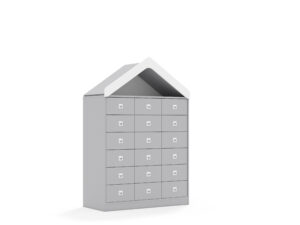 Regał Blox Base 110 3PP 12SB 6SS z daszkiem 1049x466x1575 korpus szary/18x szuflada szara - płyta HDF