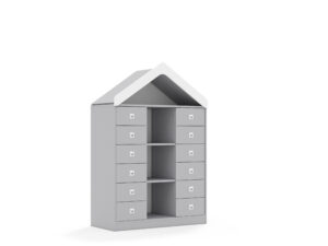 Regał Blox Base 110 3PP 12SB z daszkiem 1049x466x1575 korpus szary/12x szuflada szara - płyta HDF