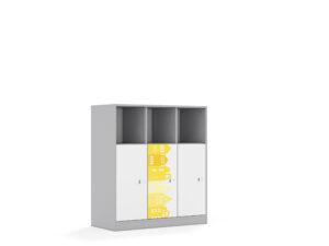 Regał Blox Houses 110 3PP 3F2 1049x466x1165 korpus szary/3x front biały - płyta HDF