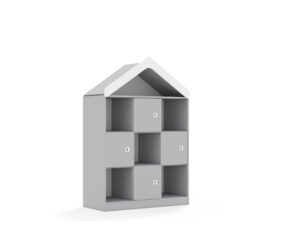 Regał Blox Base 110 3PP 4F1 z daszkiem 1049x466x1575 korpus szary/4x front szary - płyta HDF