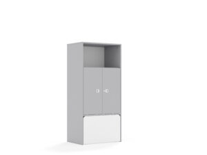 Regał Blox Base 70 4P 2F2 ze skrzynią 706x466x1517 korpus szary/2x front szary - szary