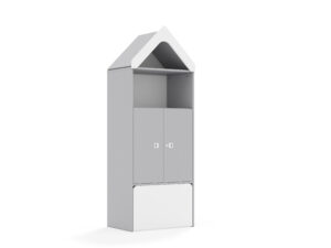 Regał Blox Base 70 4P 2F2 ze skrzynią i daszkiem 706x466x1927 korpus szary/2x front szary - Biały