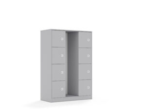 Regał na pojemniki Blox Base 110 4PG 8F1 1049x466x1517 korpus szary/8x front szary - szary