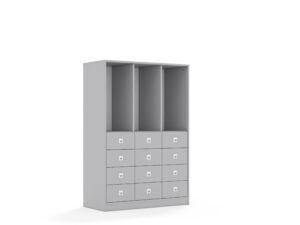 Regał na pojemniki Blox Base 110 4PG 8SB 4SS 1049x466x1517 korpus szary/12x szuflada szara - szary