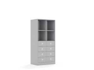 Regał Blox Base 70 4PP 8SB 706x466x1517 korpus szary/8x szuflada szara - płyta HDF